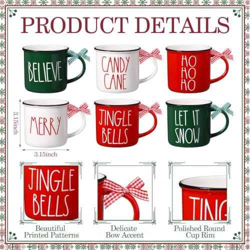 12 Pcs Christmas Mugs Gifts Bulk Red Green Hot Cocoa Mugs Gifts - Image 3