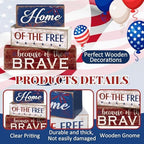 Moucuny 4 Pcs 4th of July Patriotic Table Decorations Wooden Signs - Image 3
