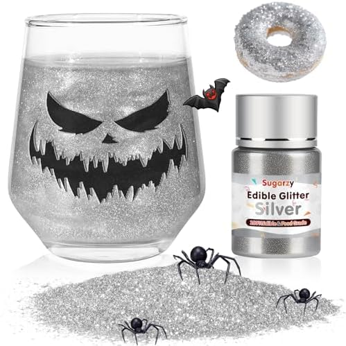 Edible Silver Glitter for Drinks,Food Grade 10g Luster Dust for Cocktail by Sugarzy