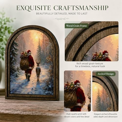 Santa Reindeer Arched Decor, Winter Forest Table Sign, 5.9x7.9 - Image 4