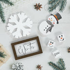 Christmas/Winter Tiered Tray Decor, 6 Pcs Hello Winter Snowflake Snowman Table Signs Let It Snow Wooden Signs for Home Kitchen Office - Image 5