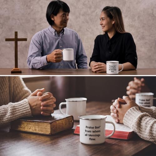 Willinglong Praise God Campfire Mug 12 oz Doxology Enamel Coffee Mug Holiday Camping Coffee Cups Daily Appreciation Gift for Employee Staff Coworker Volunteer - Image 5