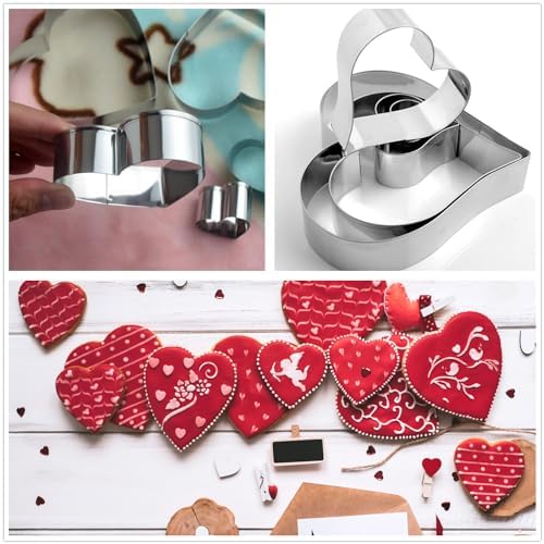 5PCS Large Heart Cookie Cutter 5" 3.78" 3.1" 2.35" 1.61" Heart Cookies Molds Stainless Steel Cutter Set for Mother's Day, Father's Day, Valentine's Day - Image 4
