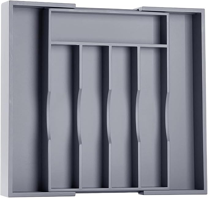 Kitchen Silverware Drawer Organizer and Storage Bamboo Wood Cooking Utensil - Image 8