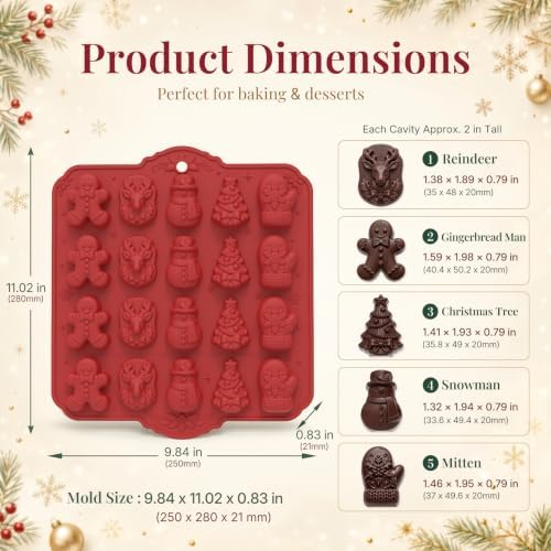 3D Christmas Silicone Molds, Xmas Baking Mold for Cakes, Handmade Soap, Jello, Chocolate, Candy and Candles - Image 2