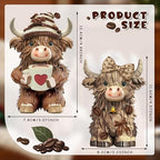 2 Pack Resin Highland Cow Figurine Gifts, Coffee Theme Decor - Image 3