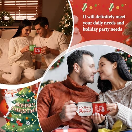 Potchen 6 Pcs 5 oz Christmas Coffee Mugs with Ribbons,Cute - Image 5