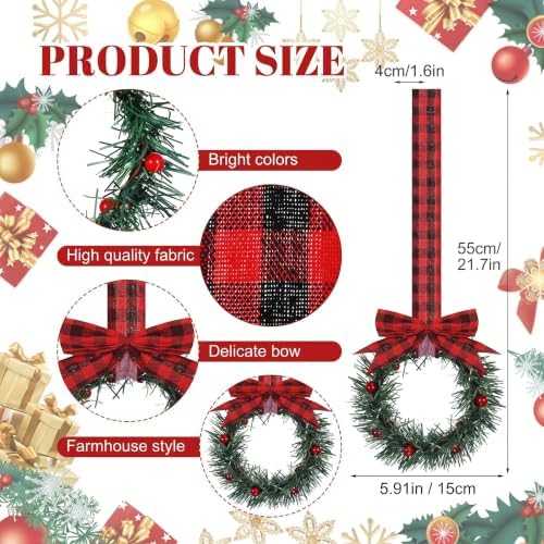 Retrowavy 12 Pcs Small Christmas Kitchen Cabinet Wreaths with Ribbon - Image 2