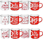 12 Pcs Christmas Coffee Mug Bulk Winter Holiday Enamel Mugs with Quotes 12 oz Seasonal Merry Christmas Hot Cocoa Mugs White Red Cups Funny Novelty Coffee Mugs for Xmas Coffee Tea Women Coworkers Gift by Mumufy
