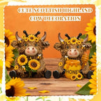 2 Pack Bee Highland Cow Figurine Decor, Bee Deor for Home - Image 5