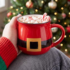 Vesici 6 Pcs Christmas Ceramic Mugs Bulk Red Santa Christmas Coffee Cups - Image 5