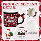 6 Pcs Christmas Mini Coffee Mugs Gifts with Plaid Ribbons Red Black Plaid Xmas Tree Truck 5 oz Christmas Ceramic Cups for Tiered Tray Decor Holiday Party Bar Kitchen Decorations - Image 3