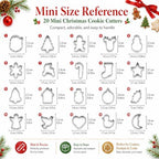 Mini Christmas Cookie Cutters Set 20 Pieces Stainless Steel Cookie Cutter Set for Baking -Christmas Tree,Snowman,Reindeer,Santa Face, Star,Stocking,Candy Cane,Gingerbread Man and More - Image 2