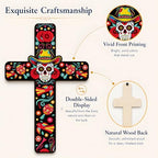 Day of The Dead Decorations - 2PCS Dia de Los Muertos Cross Wall Decor - Image 3