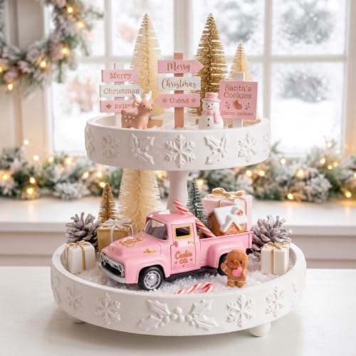 Pink Gingerbread Christmas Decor, Gingerbread Truck with House Candy Cane - Image 5