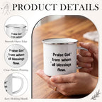 Willinglong Praise God Campfire Mug 12 oz Doxology Enamel Coffee Mug Holiday Camping Coffee Cups Daily Appreciation Gift for Employee Staff Coworker Volunteer - Image 3