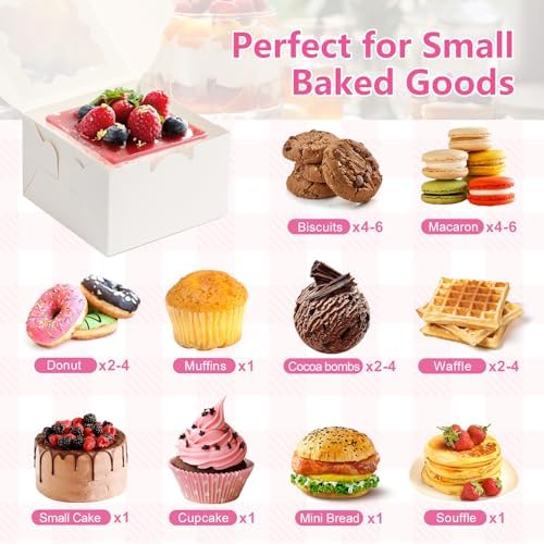 26pcs White Cookie Boxes with Window, 4x4x2.5 Inch, 36pcs Stickers - Image 3