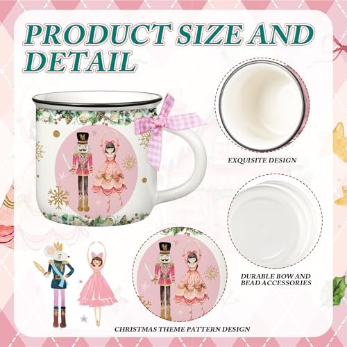 6 Pcs Christmas Mini Coffee Mugs Nutcracker Coffee Cups Pink Pastel - Image 3