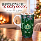Topadorn Christmas Ceramic Coffee Mug with Lid,17oz Ceramic Travel Cup ,Joy - Image 6
