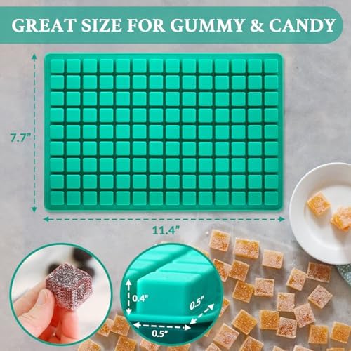 Square Gummy Molds Silicone, Mini Cute Candy Chocolate Keto Molds 3 Pack 126 Cavities Non-stick BPA free Tiny Bite Size Molds for Ice Cube Fruit edible Gummy Mold Easy to Release DIY Candy Making Kit - Image 5