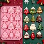 3 Pack Christmas Silicone Baking Mold, Christmas Tree Holiday Silicone Molds Soap Candy Molds for Chocolate Jello Snowman Gingerbread Snowflakes Socks Bells Santa Baking Mold (Xmas-Pink) - Image 7