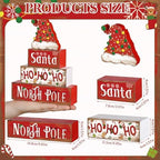 Moucuny 4 Pcs Christmas Table Decorations Santa Hat Wooden Block Signs - Image 2