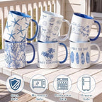 Didaey 6 Pcs Coastal Coffee Mugs, Blue Starfish Ceramic 12 oz Summer - Image 6