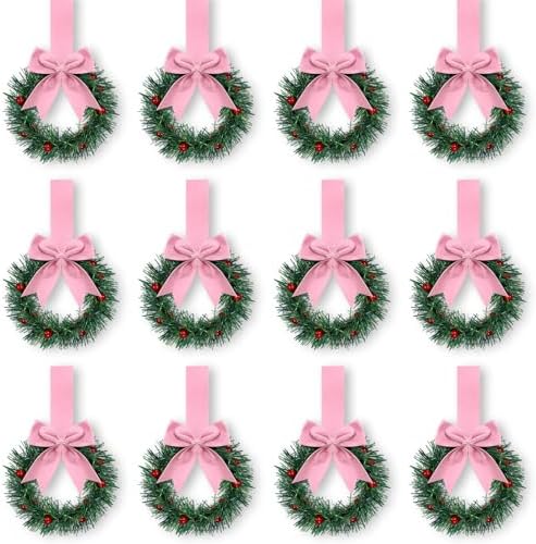 Retrowavy 12 Pcs Small Christmas Kitchen Cabinet Wreaths with Ribbon by Retrowavy