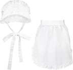 Tucnoeu 2pcs White Mob Cap Half Apron Halloween Colonial Costume Set Women by Unknown