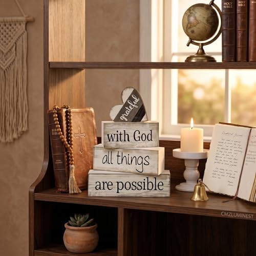 Farmhouse Table Decor, 4pcs Christian Religious Home Decor - Image 4