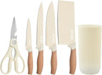Knife Set, Wiztoynia 6-Piece Beige Kitchen Knife Set - Image 8