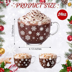 Patelai Glass Christmas Coffee Mugs 14 oz Snowflake Tree, 6 Pcs, Winter - Image 2