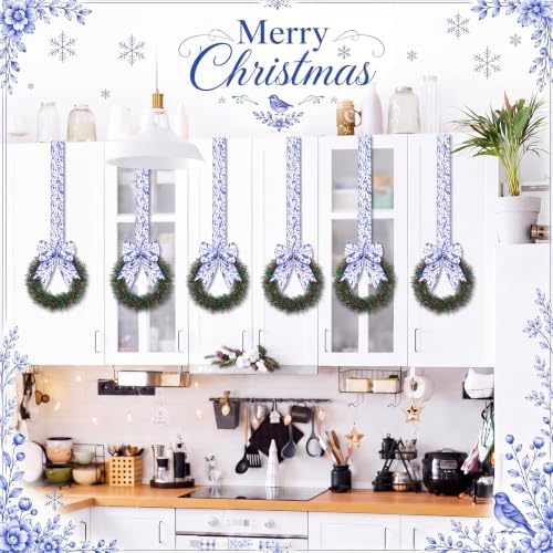 Retrowavy 12 Pcs Christmas Kitchen Cabinet Wreaths with Ribbon Small Wreath - Image 4
