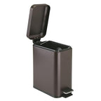 mDesign Small Modern 1.3 Gallon Rectangle Metal Lidded Step Trash Can, Compact - Image 7