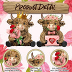 2 Pcs Resin Highland Cow Figurine Decor - Image 4
