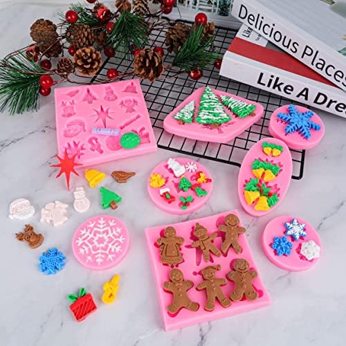 Christmas Silicone Molds Snowflake Molds Mini Xmas Fondant Chocolate Candy Cake Molds Christmas Snowman Tree Snowflake Holly Leaves Santa Claus Baking Molds for Xmas New Year Party Cake Decor - Image 4