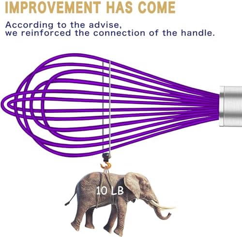 Purple Silicone Whisk Set of 3, 8/10/12 Inch, Non-Scratch - Image 5