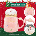 17.6 oz Christmas Mug with Winter Snow Globes Lid Decorations, Large Cute Festive Ceramic Coffee Cup, Winter Xmas Holiday Birthday Tabletop Drinkware Teacup Gifts for Adults Kids Men Women - Image 2