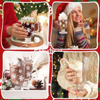 Sliner Set of 6 Christmas Glass Coffee Mugs with Handle 8 oz Clear Irish Coffee Mugs Footed Irish Glasses Xmas Glasses Winter Holiday Cups for Beverages Latte Hot Chocolate(6 Pcs,Snowflake) - Image 6
