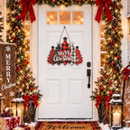 Christmas Decorations Buffalo Plaid Christmas Tree Hanging Wooden Sign - Image 2