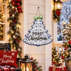 Chinoiserie Christmas Decorations Blue Floral Christmas Tree Wooden Sign - Image 4