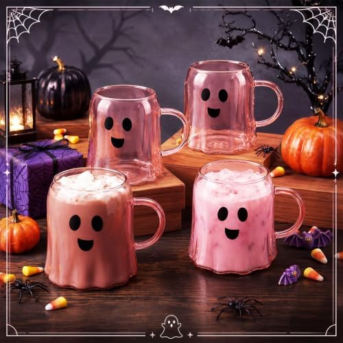 Didaey 4 Pcs Halloween Boo Ghost Coffee Mugs Pink Novelty Spooky Cups - Image 6
