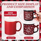 6 Pcs Christmas Mini Coffee Mugs Gifts with Plaid Ribbons Red Black Plaid Xmas Tree Truck 5 oz Christmas Ceramic Cups for Tiered Tray Decor Holiday Party Bar Kitchen Decorations - Image 4