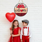 Valentines Day Decorations - Wreath Welcome Sign for Front Door | Rustic Round Wood Wreaths,Heart Rose Garland Outdoor Indoor - Valentines Decor Party Favors Supplies for Door Wall Room Porch Kitchen - Image 7