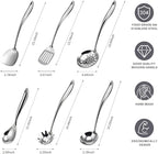 VALESKA 6PCS Stainless Steel Cooking Utensils Set, Metal Kitchen Utensils Set - Image 2