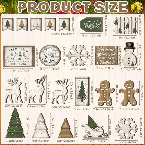 Shellwei 22 Pcs Christmas Tiered Tray Decor Set Xmas Table Centerpiece - Image 4