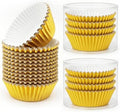 100 Gold Foil Cupcake Liners, Muffin Liners or Baking Cups for Desserts, Muffins, Cupcakes and More Treats; Grease Proof, No Smell, Food Grade, Nut Serving Containers (Gold 100) by Happy+Hippo