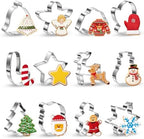 12 Pcs Christmas Cookie Cutters Set, Stainless Steel Holiday Cookie Molds by LELETEIL