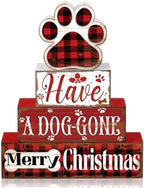 Moucuny 4 Pcs Christmas Dog Table Decorations Wooden Farmhouse Block Signs by Moucuny
