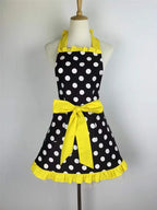 Hyzrz Cute Apron Retro Black Polka Dot Retro Ruffle Side Vintage Cooking Aprons - Image 2